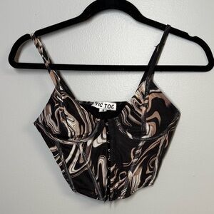 Tic Toc Women's Black and Brown Swirl Top